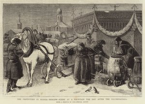 The Festivities in Russia, Moscow, Scene at a Fountain the Day after the Illuminations by Samuel Edmund Waller